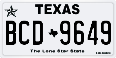 TX license plate BCD9649