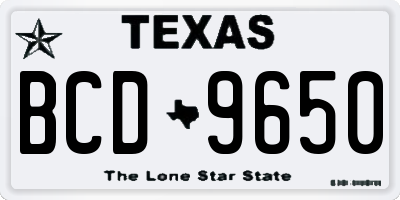 TX license plate BCD9650