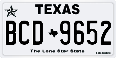 TX license plate BCD9652