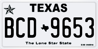 TX license plate BCD9653