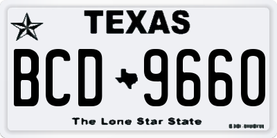 TX license plate BCD9660