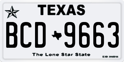 TX license plate BCD9663