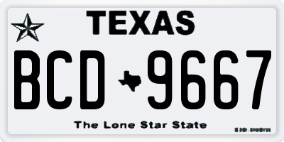 TX license plate BCD9667