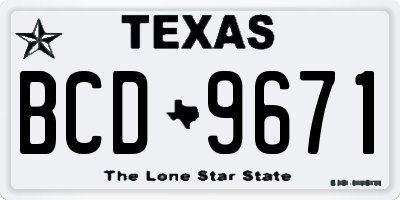 TX license plate BCD9671