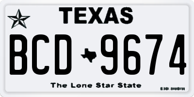 TX license plate BCD9674