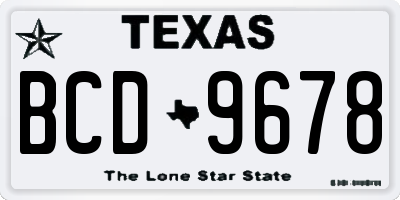 TX license plate BCD9678