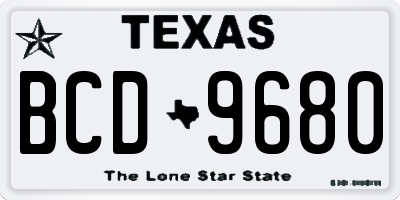 TX license plate BCD9680