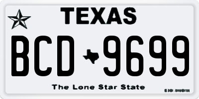 TX license plate BCD9699
