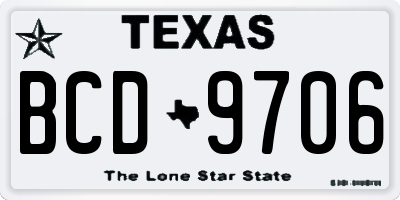 TX license plate BCD9706