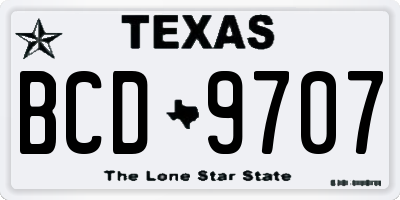 TX license plate BCD9707
