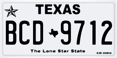 TX license plate BCD9712