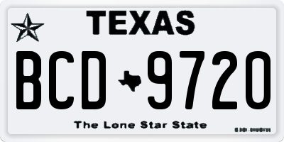 TX license plate BCD9720