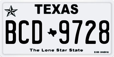 TX license plate BCD9728