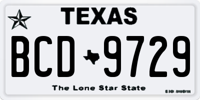 TX license plate BCD9729