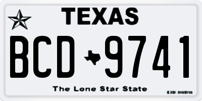 TX license plate BCD9741