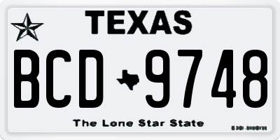 TX license plate BCD9748