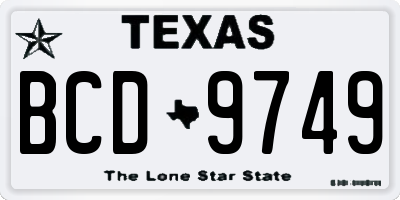 TX license plate BCD9749