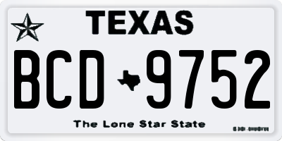 TX license plate BCD9752