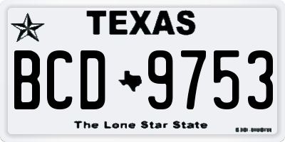 TX license plate BCD9753