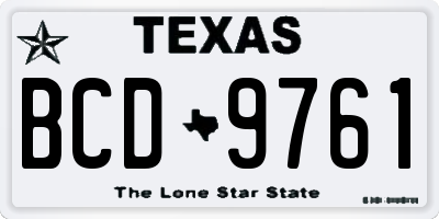 TX license plate BCD9761