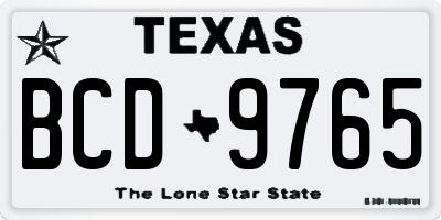 TX license plate BCD9765