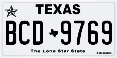 TX license plate BCD9769