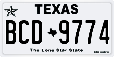 TX license plate BCD9774