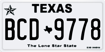 TX license plate BCD9778