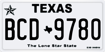 TX license plate BCD9780