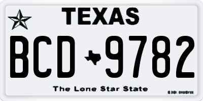 TX license plate BCD9782