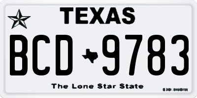 TX license plate BCD9783