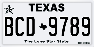 TX license plate BCD9789