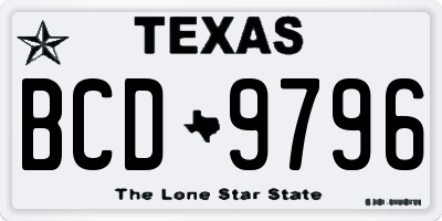 TX license plate BCD9796