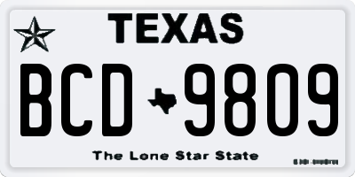 TX license plate BCD9809