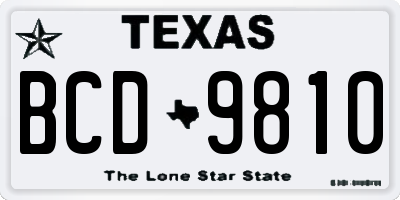 TX license plate BCD9810