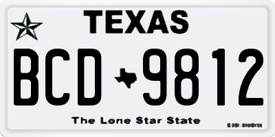 TX license plate BCD9812