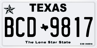 TX license plate BCD9817
