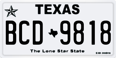 TX license plate BCD9818