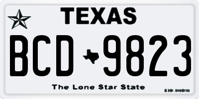 TX license plate BCD9823