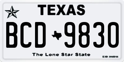 TX license plate BCD9830