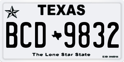 TX license plate BCD9832