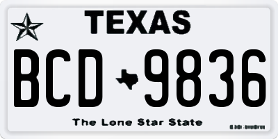 TX license plate BCD9836