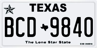 TX license plate BCD9840