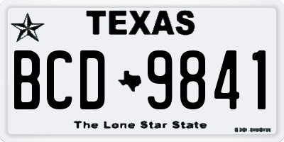 TX license plate BCD9841