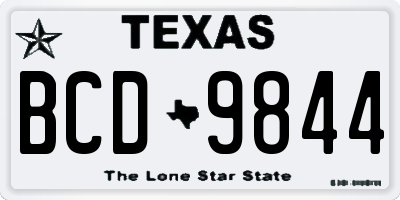 TX license plate BCD9844