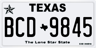 TX license plate BCD9845