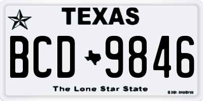 TX license plate BCD9846