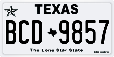 TX license plate BCD9857