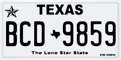 TX license plate BCD9859