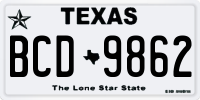 TX license plate BCD9862